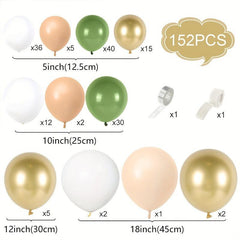 152pcs Retro Latex Balloon Set Olive Green Avocado Green Balloon Garland