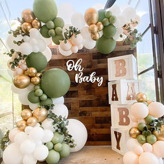152pcs Retro Latex Balloon Set Olive Green Avocado Green Balloon Garland