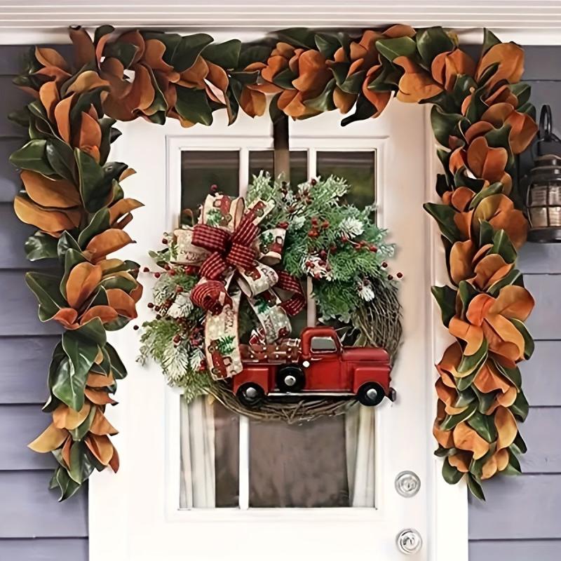 Christmas Wreath Red Truck Decoration Rattan Circle Large Door Front Wreath