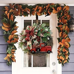 Christmas Wreath Red Truck Decoration Rattan Circle Large Door Front Wreath