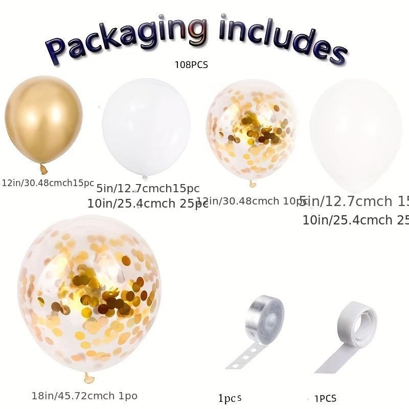 Latex Balloon Set 108PCS with Glue & Chain Holiday Decoration