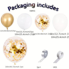Latex Balloon Set 108PCS with Glue & Chain Holiday Decoration