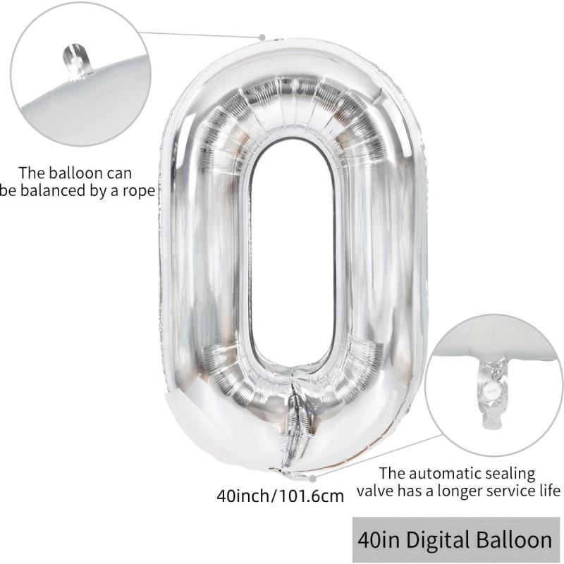 101 Large Silvery Number Balloon Aluminum Foil Party Wedding Celebrate