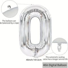 101 Large Silvery Number Balloon Aluminum Foil Party Wedding Celebrate