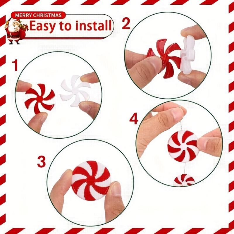 24pcs Christmas Candy Cane Ornaments Red and Green Plastic Twisted Decoration