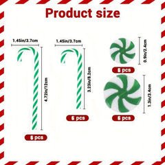 24pcs Christmas Candy Cane Ornaments Red and Green Plastic Twisted Decoration