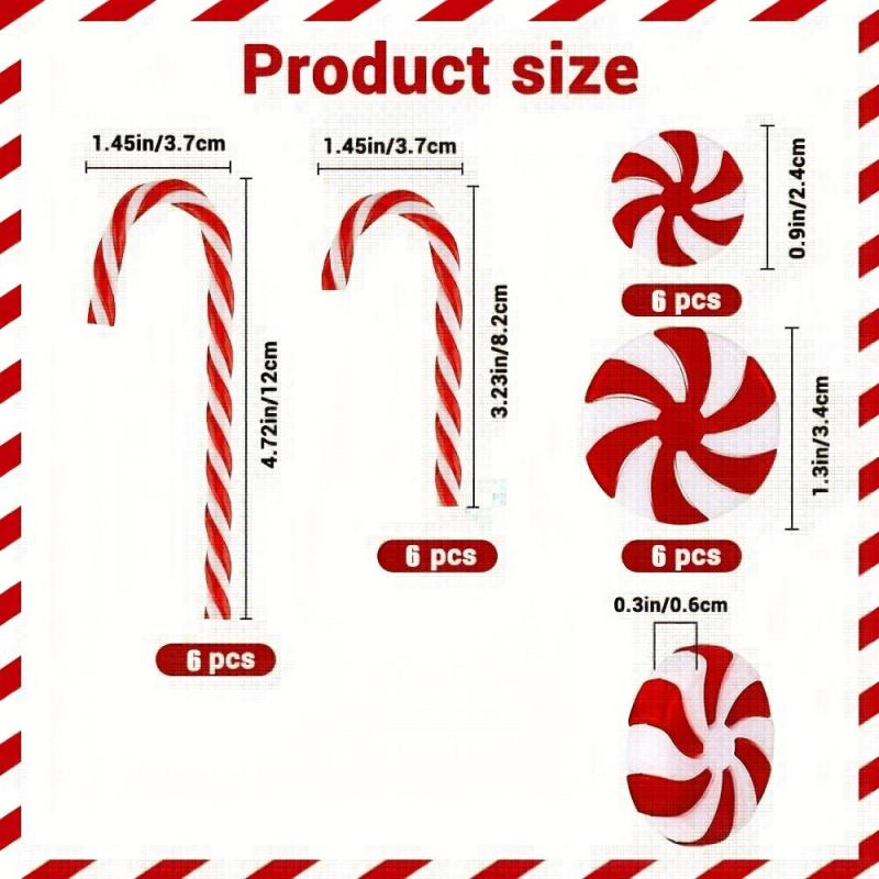 24pcs Christmas Candy Cane Ornaments Red and Green Plastic Twisted Decoration