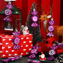 6pcs Purple Electroplated Candy Hanging Ornaments Christmas Party Home Decor