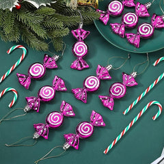 6pcs Purple Electroplated Candy Hanging Ornaments Christmas Party Home Decor