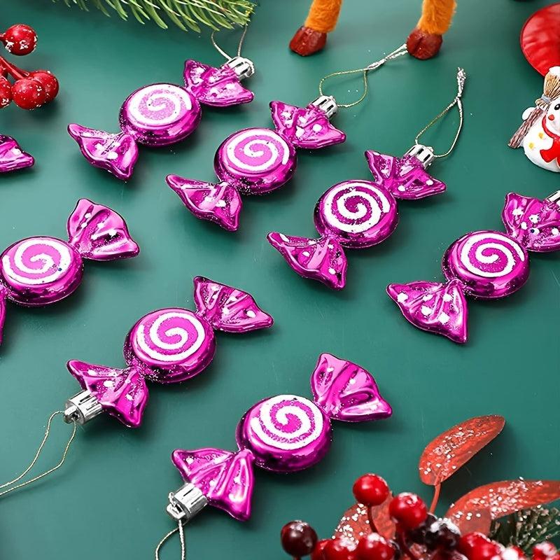 6pcs Purple Electroplated Candy Hanging Ornaments Christmas Party Home Decor