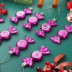 6pcs Purple Electroplated Candy Hanging Ornaments Christmas Party Home Decor