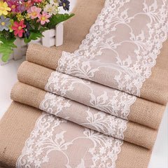 Lace Linen Table Runner for Wedding Holiday Party Decoration