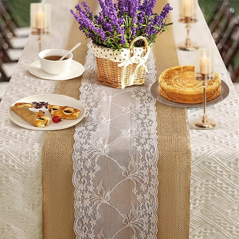 Lace Linen Table Runner for Wedding Holiday Party Decoration