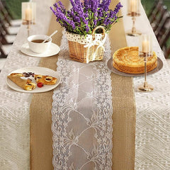 Lace Linen Table Runner for Wedding Holiday Party Decoration