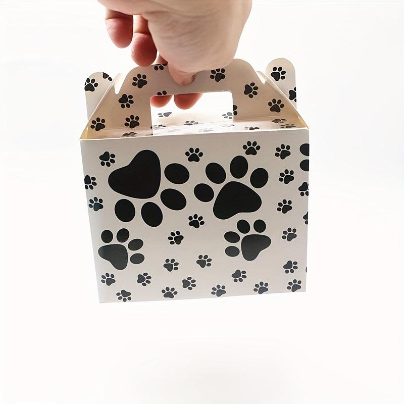 6pcs Paw Print Treat Snack Boxes Candy Goody Bags Cardboard Xmas Boxes