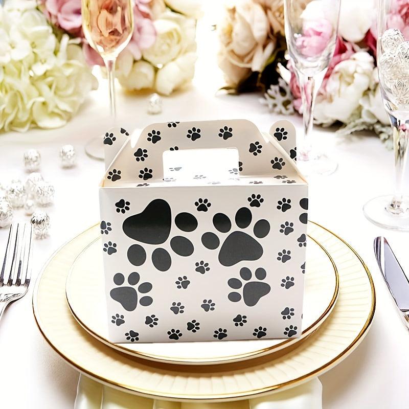 6pcs Paw Print Treat Snack Boxes Candy Goody Bags Cardboard Xmas Boxes