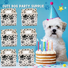 6pcs Paw Print Treat Snack Boxes Candy Goody Bags Cardboard Xmas Boxes