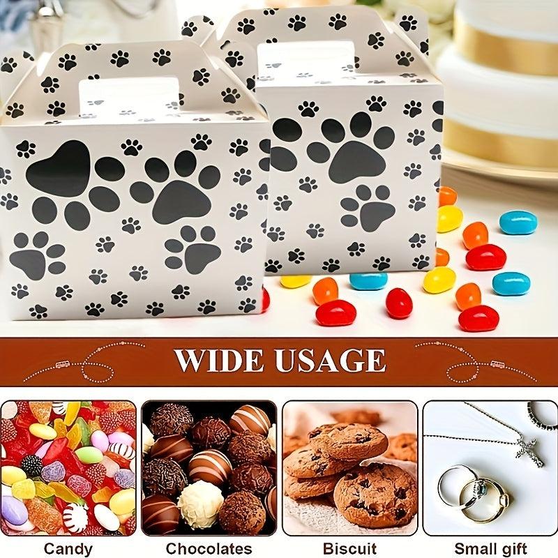 6pcs Paw Print Treat Snack Boxes Candy Goody Bags Cardboard Xmas Boxes