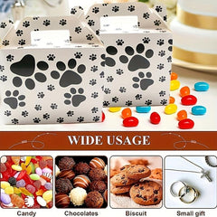 6pcs Paw Print Treat Snack Boxes Candy Goody Bags Cardboard Xmas Boxes
