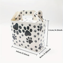 6pcs Paw Print Treat Snack Boxes Candy Goody Bags Cardboard Xmas Boxes