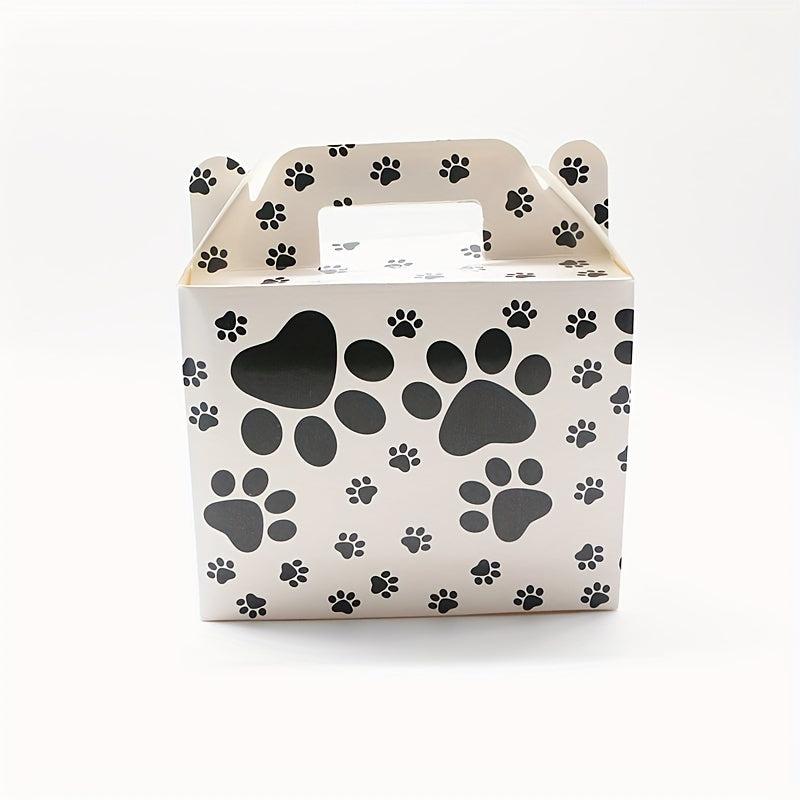 6pcs Paw Print Treat Snack Boxes Candy Goody Bags Cardboard Xmas Boxes
