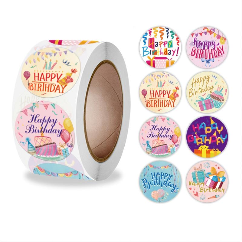 500 Happy Birthday Stickers for Kids Toys Gift Party Baking Decor