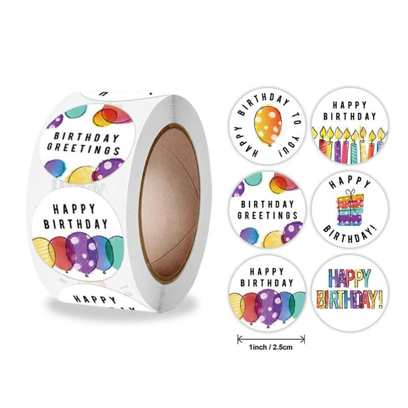 500 Happy Birthday Stickers for Kids Toys Gift Party Baking Decor