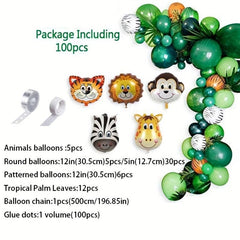 154pc Animal Balloon Jungle Adventure Birthday Party Decorations