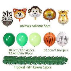 154pc Animal Balloon Jungle Adventure Birthday Party Decorations