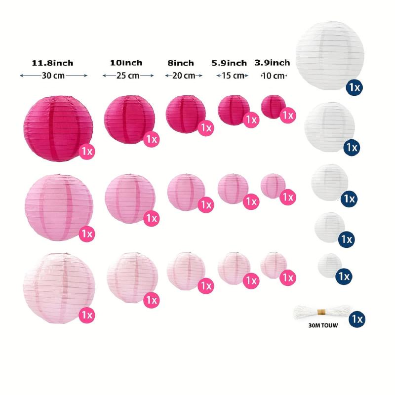21-Pack Pastel Paper Lanterns for Wedding Party Decoration