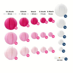 21-Pack Pastel Paper Lanterns for Wedding Party Decoration