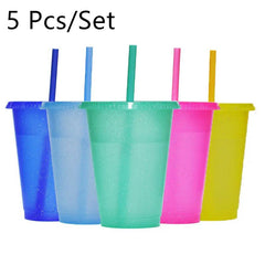 5 Pcs Reusable Party Drinking Cups Set with Straw & Lid 16-24oz