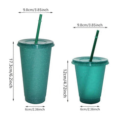 5 Pcs Reusable Party Drinking Cups Set with Straw & Lid 16-24oz