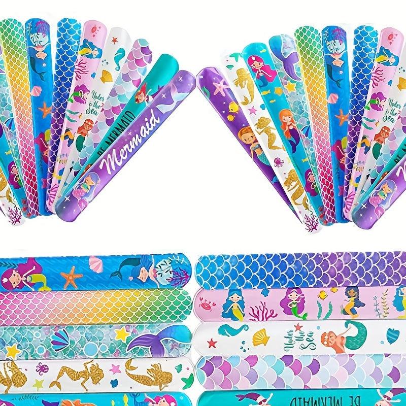 12pcs Mermaid Slap Bracelets Holiday Gift Toys Party Wrist Decoration