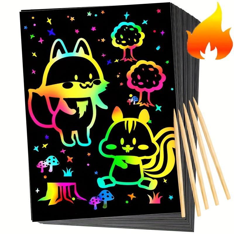 Rainbow Scratch Art Magic Paper Set - Holiday Educational Art