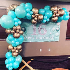 Turquoise & Metallic Golden Balloon Arch Kit for Special Events