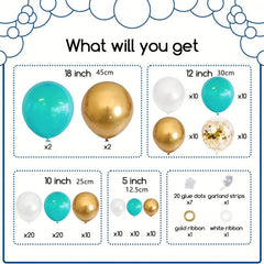 Turquoise & Metallic Golden Balloon Arch Kit for Special Events