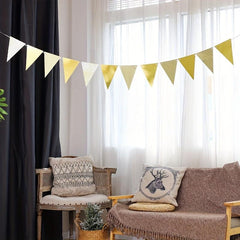 12 Gilded Wavy Pennants Birthday Party Decoration Flags
