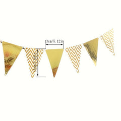 12 Gilded Wavy Pennants Birthday Party Decoration Flags