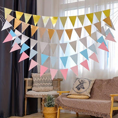 12 Gilded Wavy Pennants Birthday Party Decoration Flags