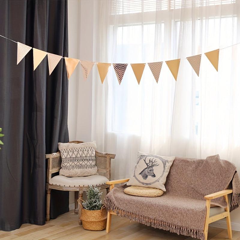 12 Gilded Wavy Pennants Birthday Party Decoration Flags