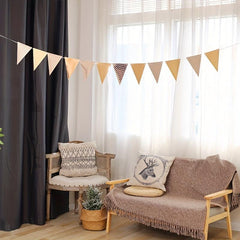 12 Gilded Wavy Pennants Birthday Party Decoration Flags