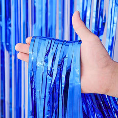 3pcs Foil Tassel Backdrop Curtains Metallic Ribbon Party Decorations