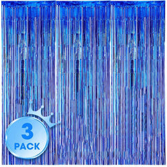 3pcs Foil Tassel Backdrop Curtains Metallic Ribbon Party Decorations