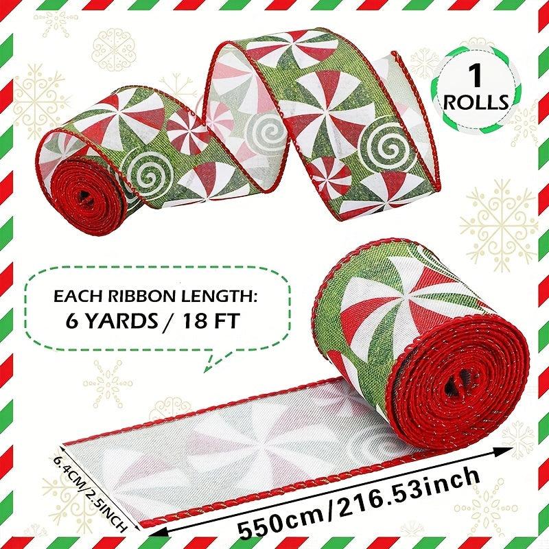 1pc Cartoon Mint Candy Ribbon Christmas Decoration Ribbon