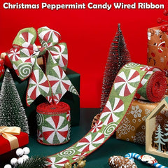 1pc Cartoon Mint Candy Ribbon Christmas Decoration Ribbon