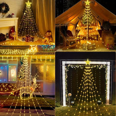 Christmas Outdoor Star String Lights 8 Lighting Modes Waterfall Lights