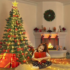 Christmas Outdoor Star String Lights 8 Lighting Modes Waterfall Lights