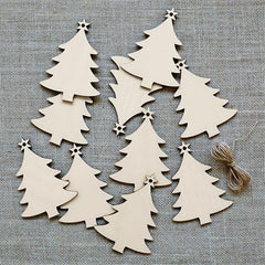 10pcs Wooden Christmas Tree Pendants DIY Crafts Decoration