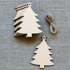 10pcs Wooden Christmas Tree Pendants DIY Crafts Decoration